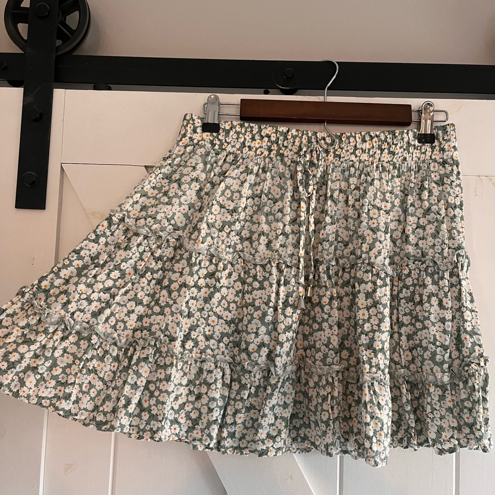 Green floral skirt
